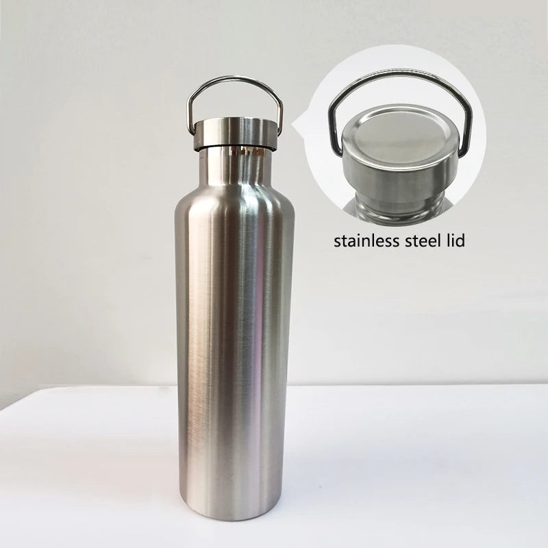 350/500/1000ml Stainless Steel Water Bottle Single Wall Large Capacity Big Mouth Vacuum Flasks with Lid Cycling Drinkware Sports