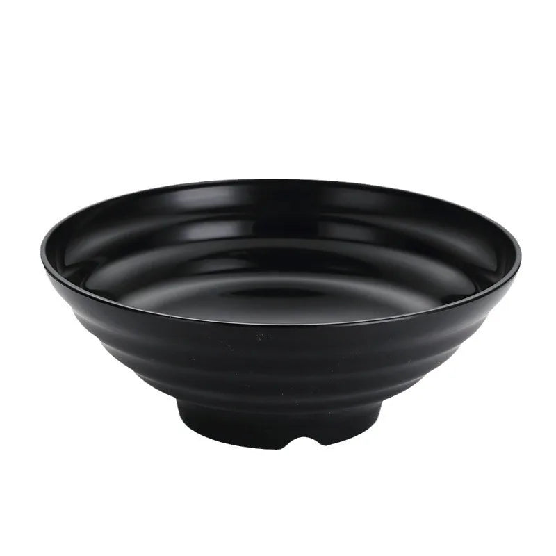 Pure Black Large Striped Bowl Large Caliber And Capacity,High Temperature Resistance Fashionable Style And Durability