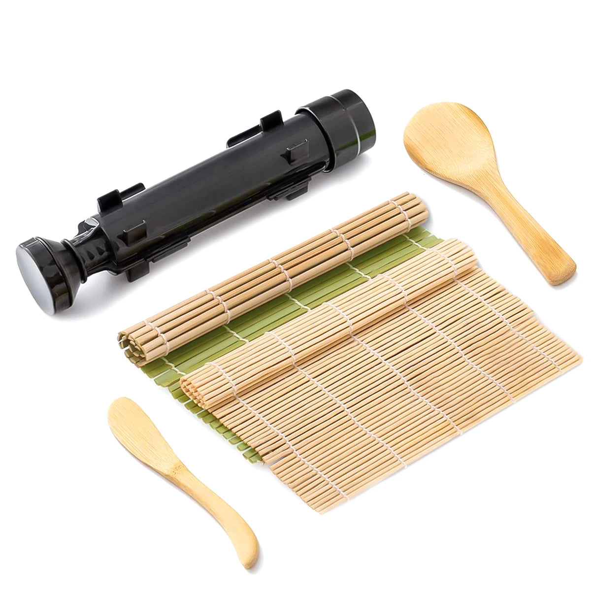 Sushi Maker Set, Sushi Bazooka Kit Machine Rice Mold with Bamboo Sushi Rolling Mat, Rice Paddle, DIY Kitchen Tools Accessories