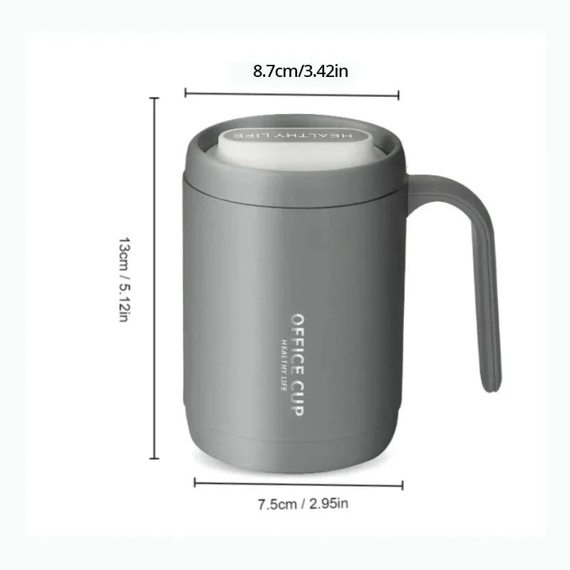 1pc Grey Creative PP Liner Drinking Cup Portable Office Large Capacity Covered Milk Coffee Cup Gift For Kitchen Travel Domestic