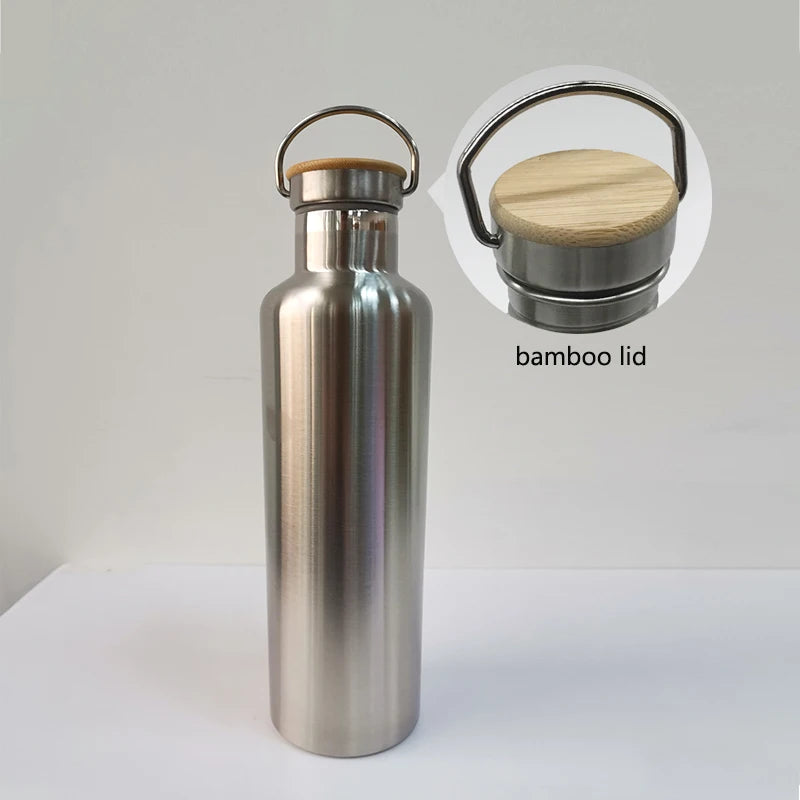 350/500/1000ml Stainless Steel Water Bottle Single Wall Large Capacity Big Mouth Vacuum Flasks with Lid Cycling Drinkware Sports