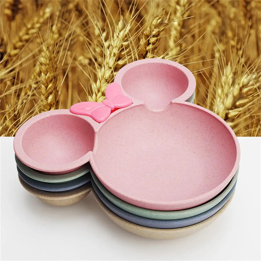 3 Pcs/Set Wheat Straw Children'S Tableware Set Kindergarten Baby Feeding Supplement Dinner Plate Bowl Spoon Fork Children'S Tabl