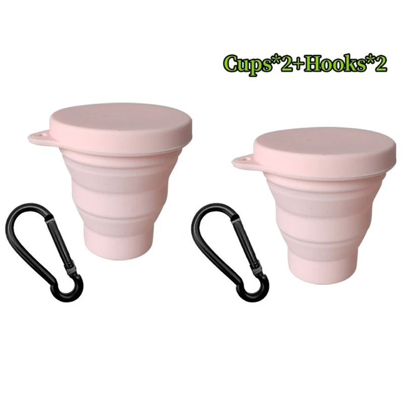 180ML Folding Cup Mini Retractable Cup Silicone Portable Teacup Outdoor Travel Coffee Telescopic Drinking Mug with Lid