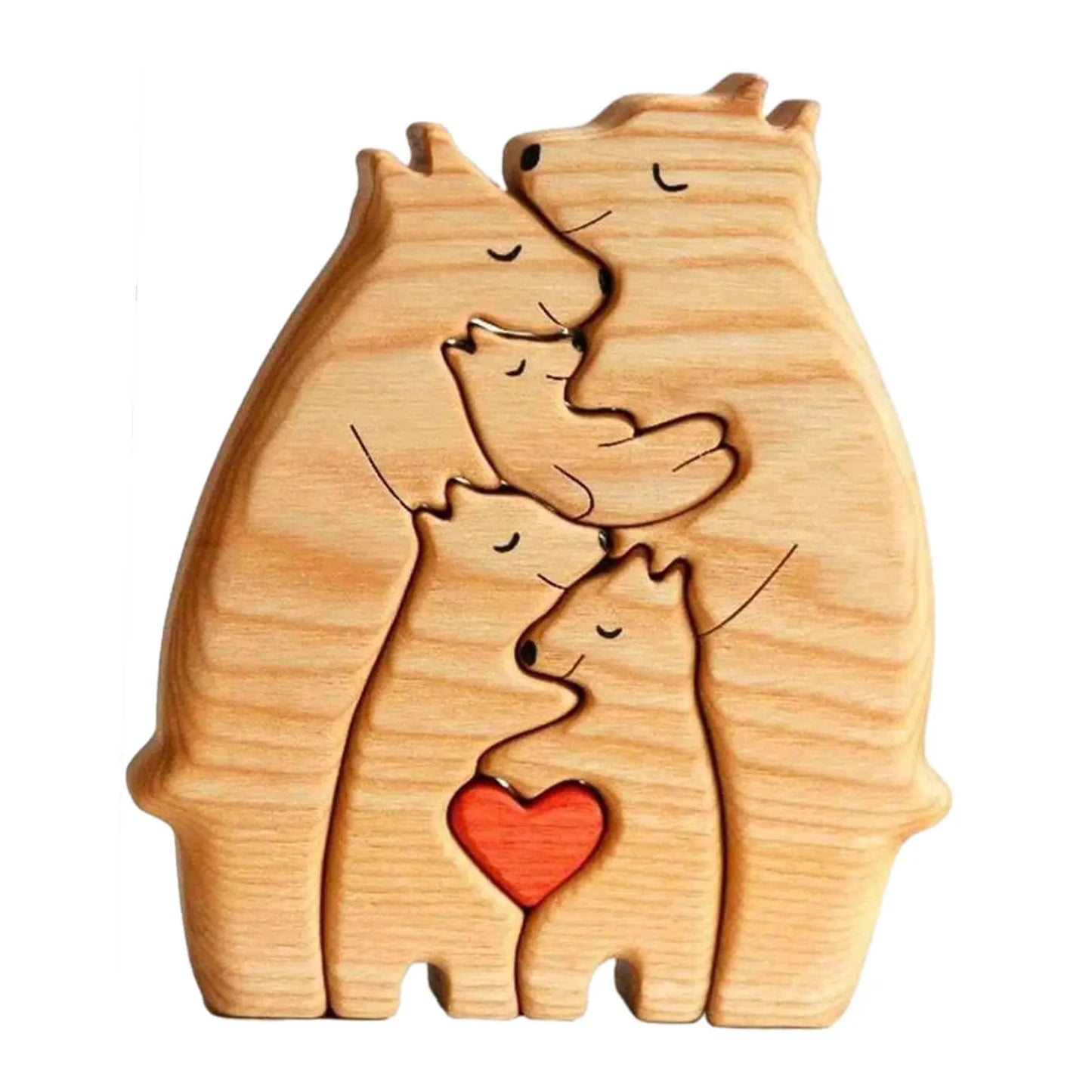 Bear Family Theme Wooden Art Puzzle Wooden Sculpture DIY Cute Family Member of Bears Puzzle Home Desktop Decor Mothers Day Gift