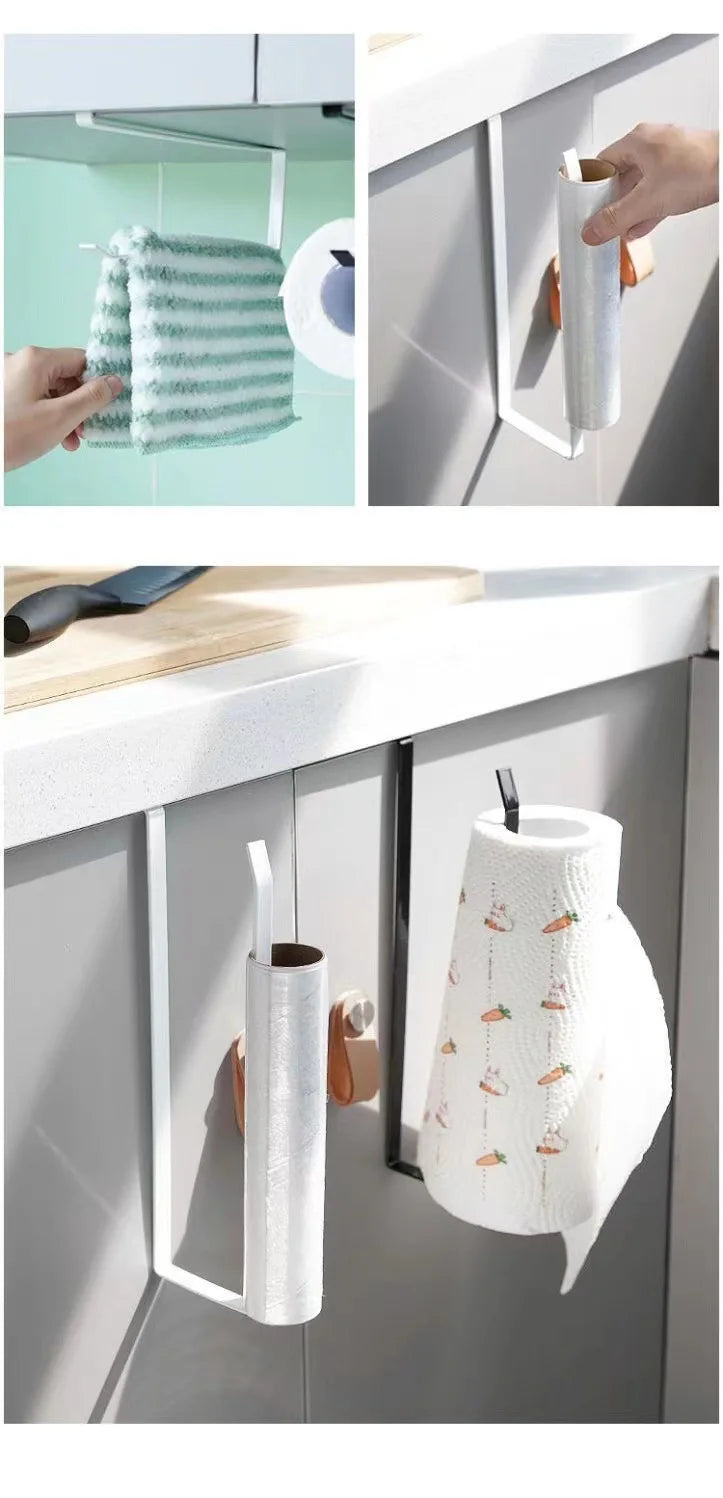 Creative Perforation-free Hanging Storage Rack Kitchen Paper Towel Rack Cabinet Paper Rack Plastic Wrap Spread Layout Rack