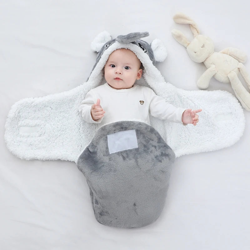 Soft Baby Sleeping Bags Warm Autumn and Winter Newborn Baby Wrap Blankets CartoonCocoon for babies Flannel  Baby Sleepsack 0-9M