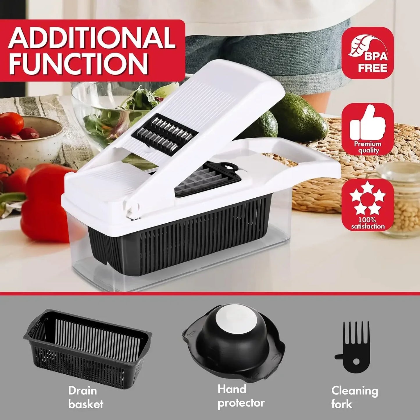 Kitchen vegetable cutter Multi-functional home vegetable cutter Potato cutter slicer Salad dicer Grater,14pcs