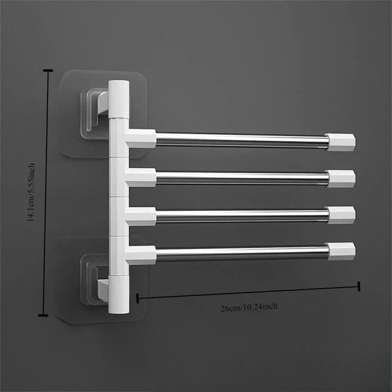 Perforation-free Bathroom Towel Rack Rotary Wall Hanging Storage Multi-layer Organizer Versatile Stylish Foldable Hanging Rod