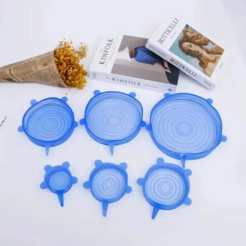 6pcs Reusable Silicone Stretch Lids For Food Bowls - Multifunctional Fruit And Vegetable Fresh-Keeping Cover