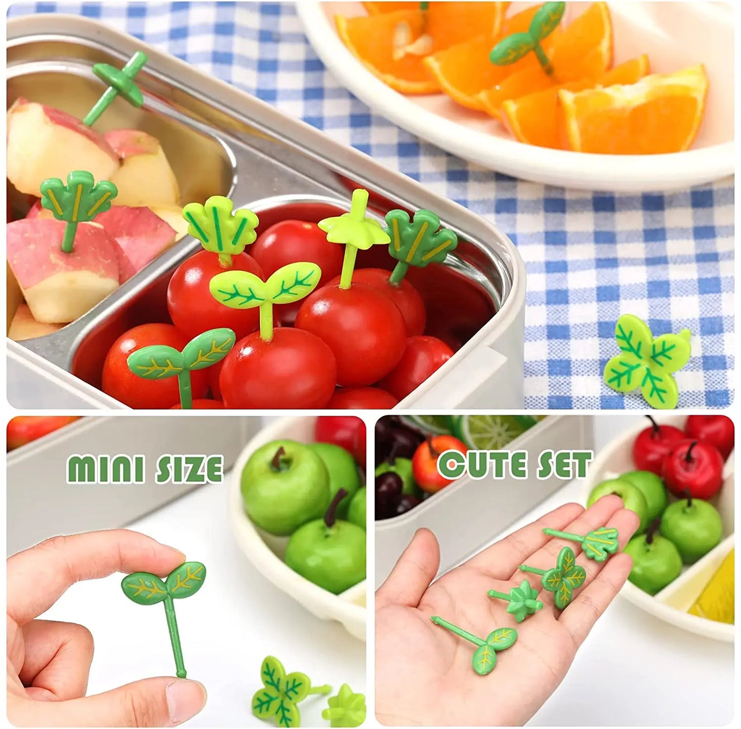 8pcs Fruit Fork Toothpick Four-leaf Clover Plastic Decoration Lunch Box Bento Food Picks Dessert Fork Bento Box Accessories