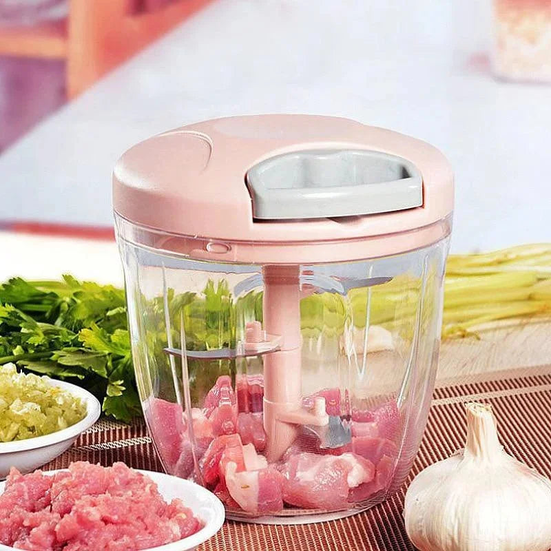 900ML Hand Chopper Manual Rope Food Processor Silcer Shredder Salad Maker Garlic Onion Cutter Kitchen Tool Accessories