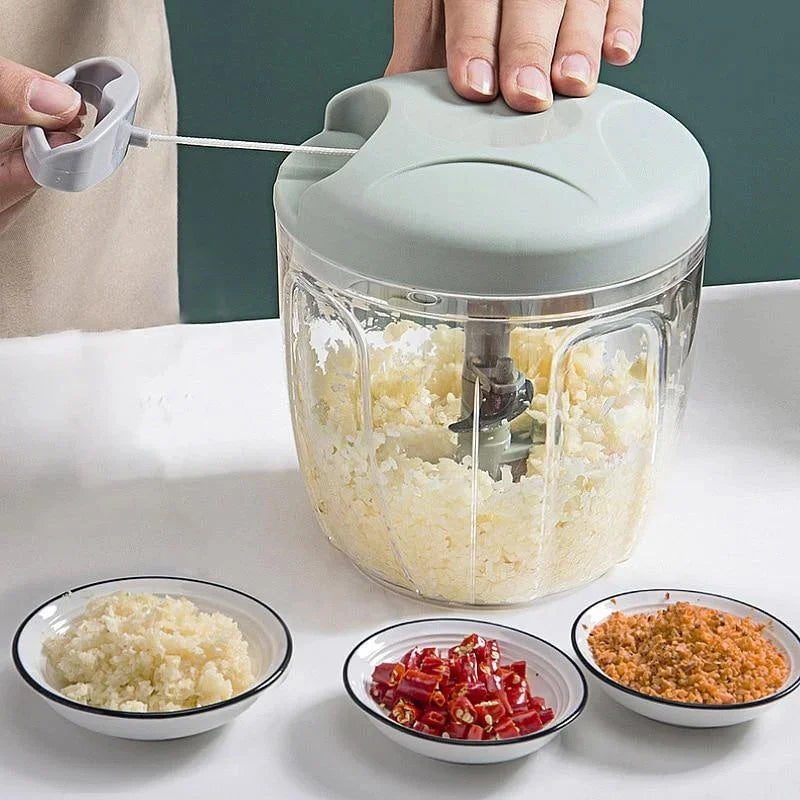 900ML Hand Chopper Manual Rope Food Processor Silcer Shredder Salad Maker Garlic Onion Cutter Kitchen Tool Accessories