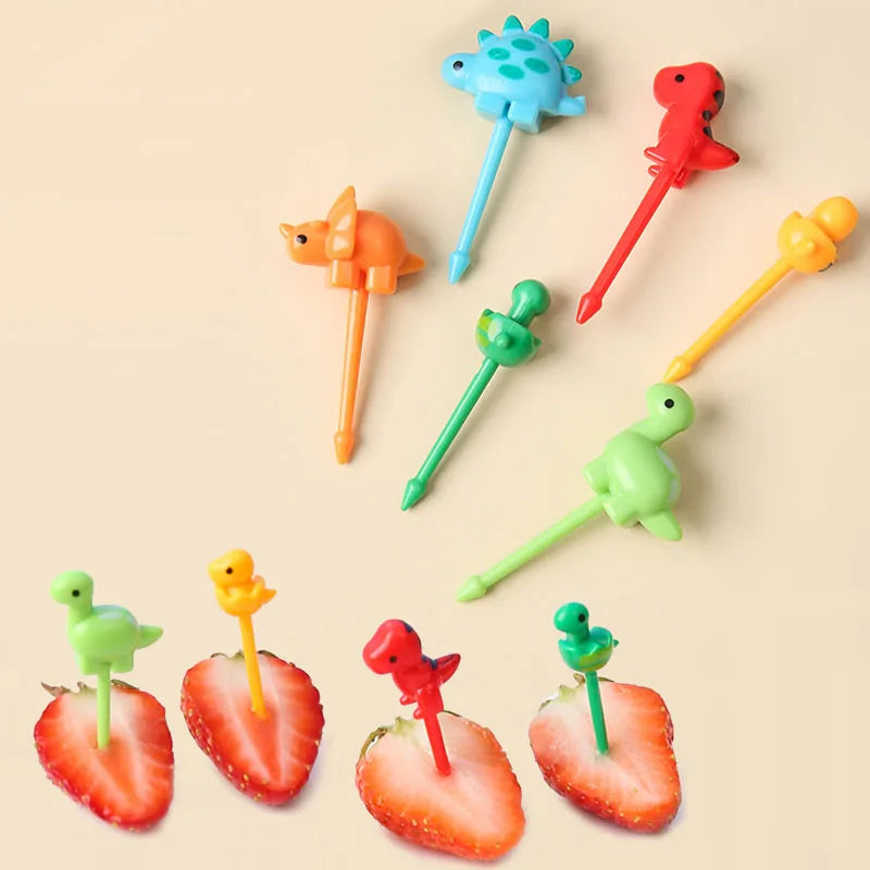 Animal Fruit Fork Food Grade Plastic Mini Cartoon Kids Cake Fruit Toothpick Bento Lunch Bento Accessories Party Decoration