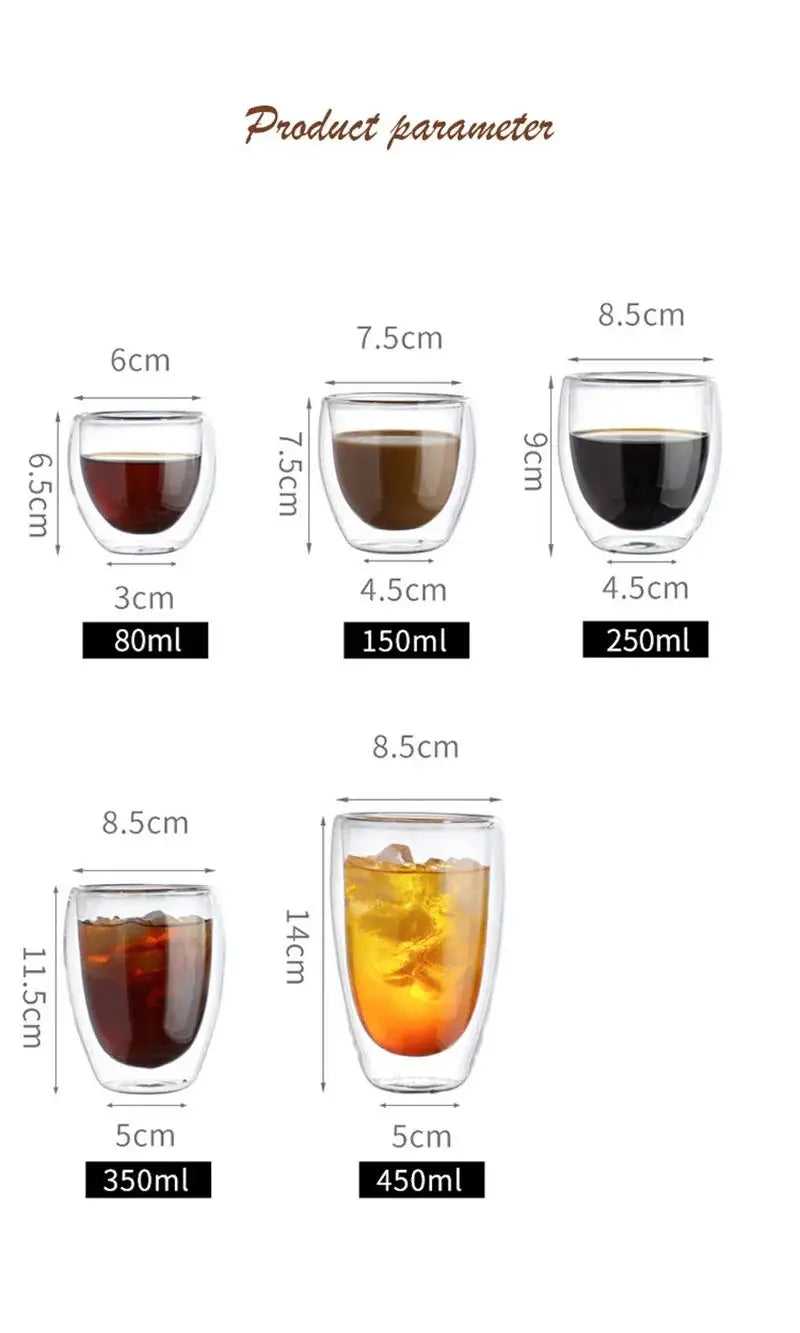 6PCS Double Wall Glass Water Cup Heat Resistant Coffee Set Beer Mug Tea Keep Hot And Cold Drinkware Insulated Glasses Cups