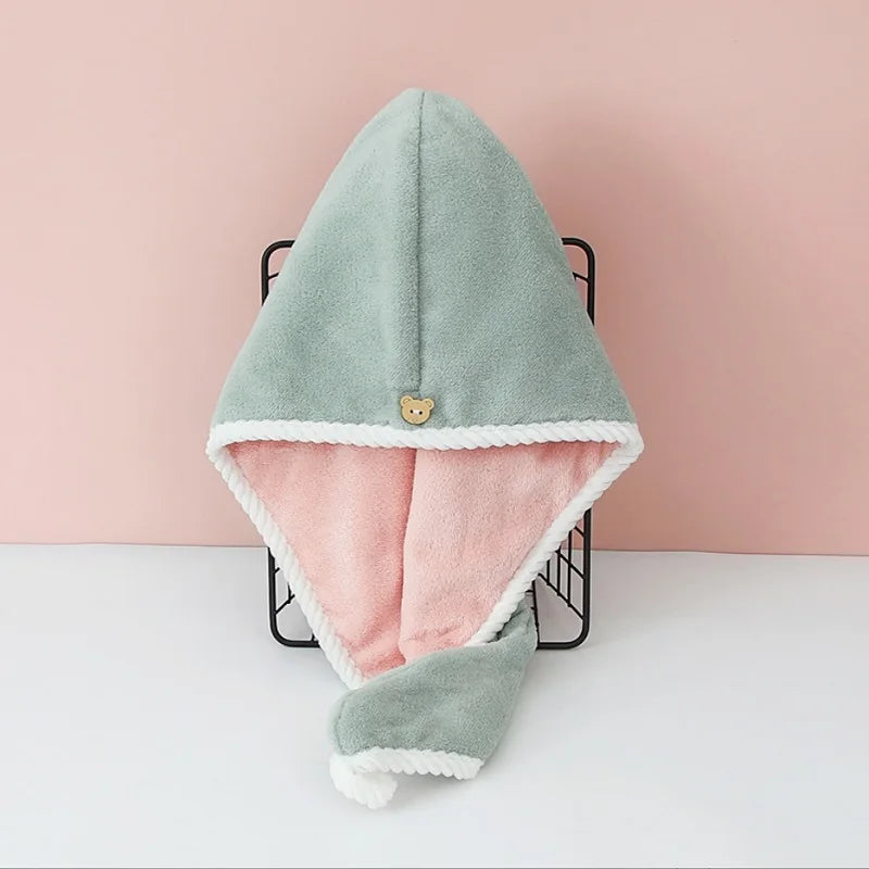 1pcs Women Hair Towel Wrap Drying Hair Turban Quick-dry Polyester Hair Towel Cap Hat Bath Hat Solid Towel Cap Super Absorption