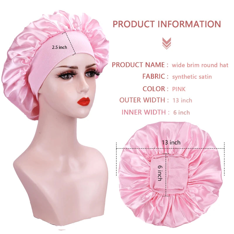 New 1pcs Silk Bonnet for Sleeping Round Haircare Women Shower Cap Head Shower Hat Hair Accessories Bathroom Products Hair Bonnet