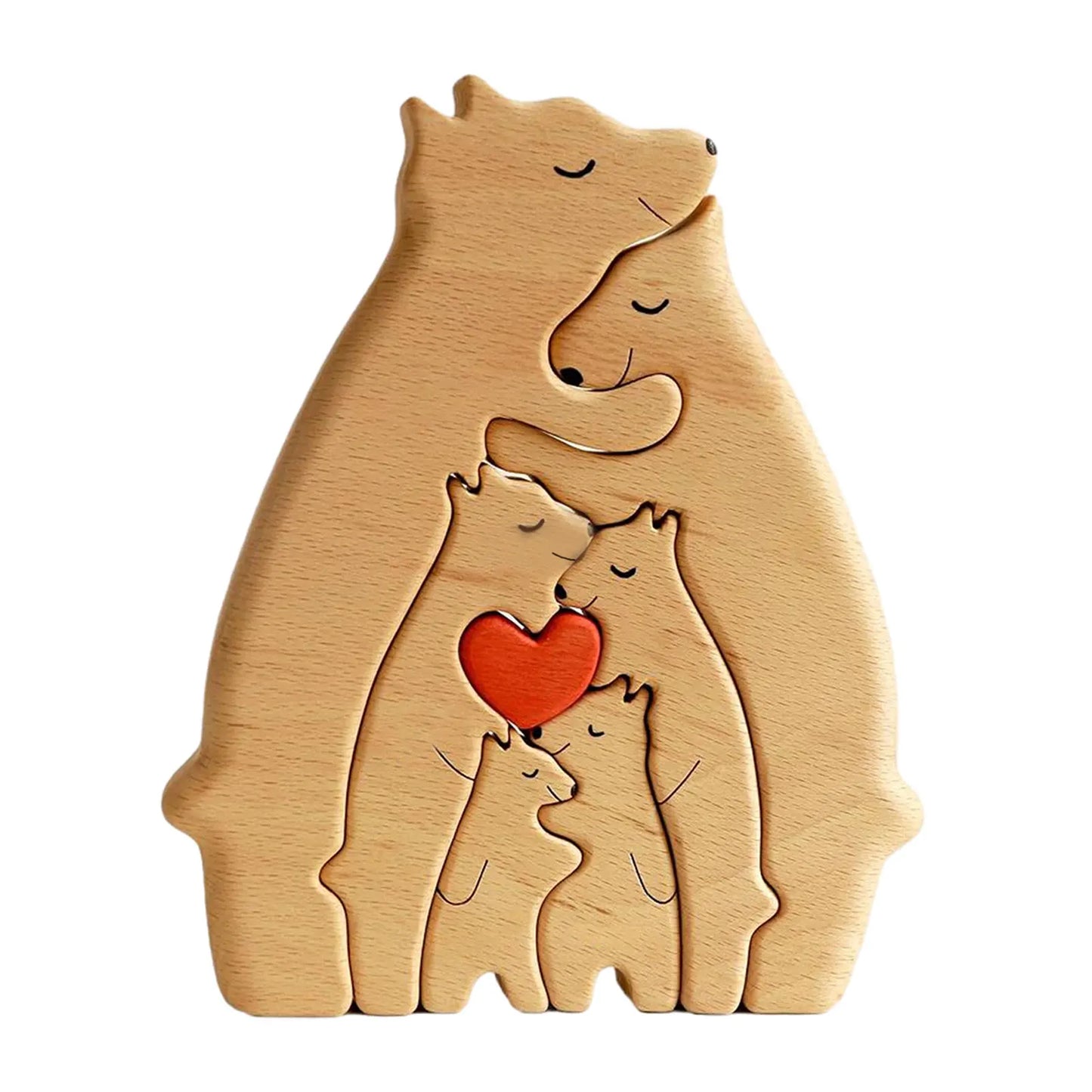 Bear Family Theme Wooden Art Puzzle Wooden Sculpture DIY Cute Family Member of Bears Puzzle Home Desktop Decor Mothers Day Gift