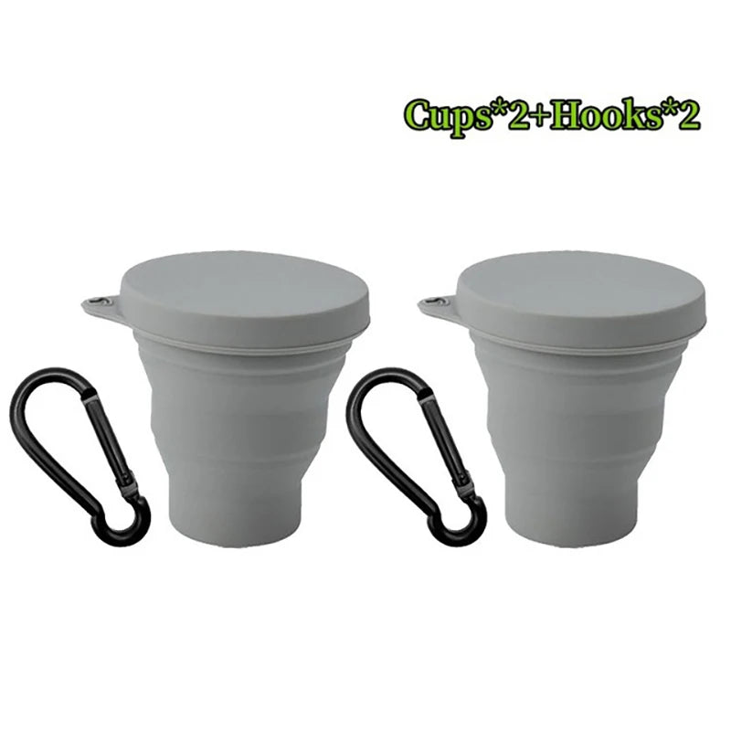 180ML Folding Cup Mini Retractable Cup Silicone Portable Teacup Outdoor Travel Coffee Telescopic Drinking Mug with Lid