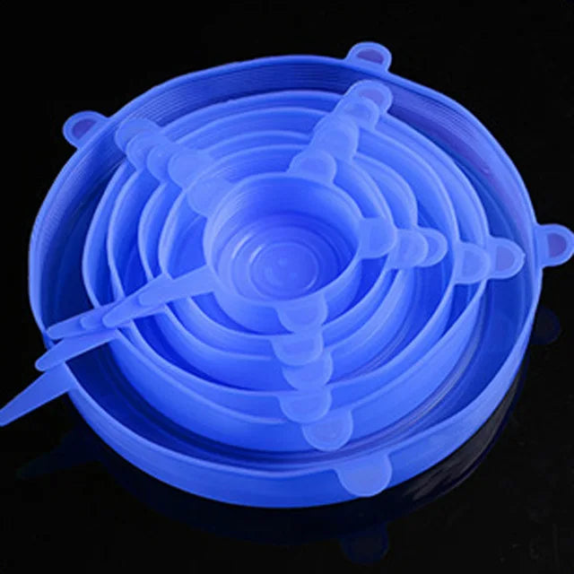 6 Pcs Silicone Cover  Stretch Lids for Kitchen Microwave Food Covers Bowl Caps Elastic Silicone Lid Cap Universal Adaptable Lids