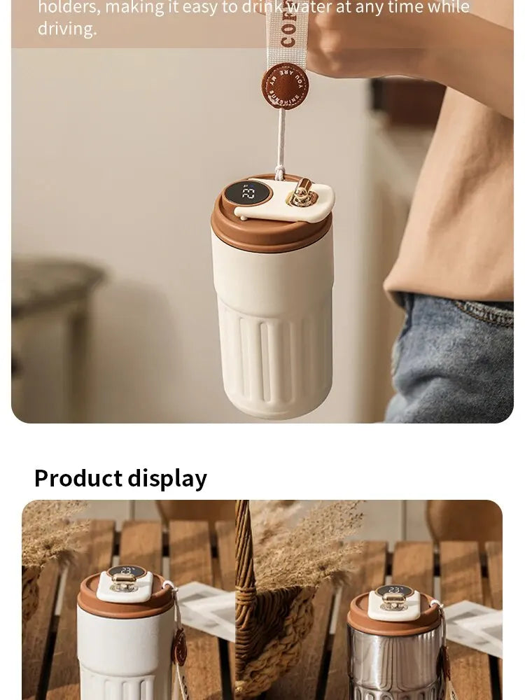 450ml Thermos Bottle Smart Display Temperature 316 Stainless Steel Vacuum Cup Office Coffee Cup Business Portable Thermal Mug