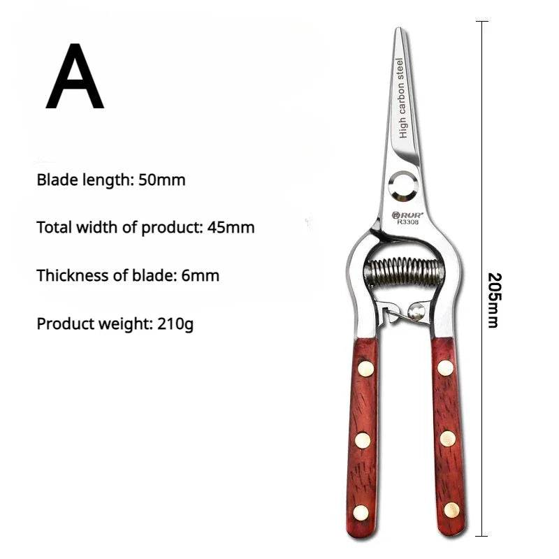 8 Inch Wood handle pruner Pruning Shears garden tree branch cutting scissors Fruit Pruning Shears