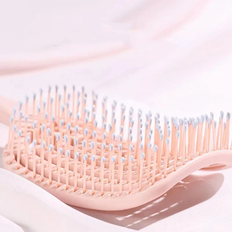 1Pcs Elastic Massage Comb Hollow Out Hair Brush Scalp Massage Combs Hair Styling Detangler Fast Blow Drying Detangling Tool