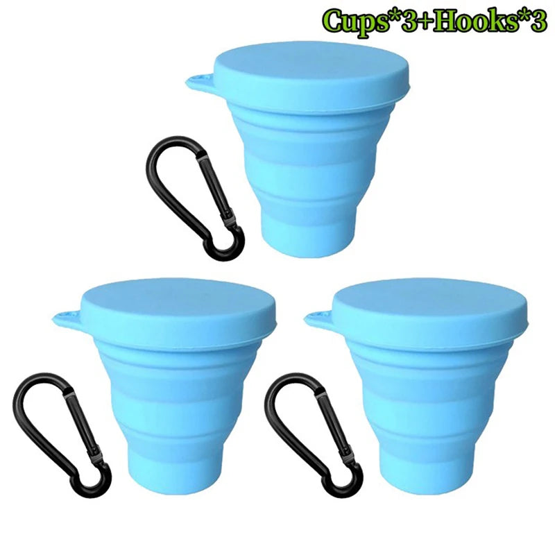 180ML Folding Cup Mini Retractable Cup Silicone Portable Teacup Outdoor Travel Coffee Telescopic Drinking Mug with Lid