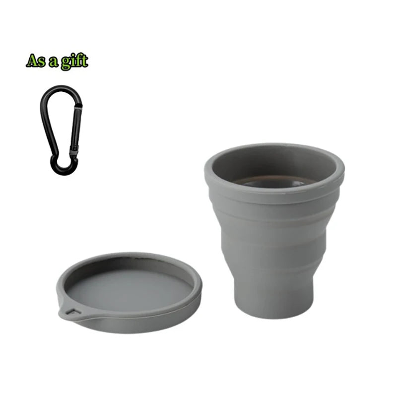 180ML Folding Cup Mini Retractable Cup Silicone Portable Teacup Outdoor Travel Coffee Telescopic Drinking Mug with Lid