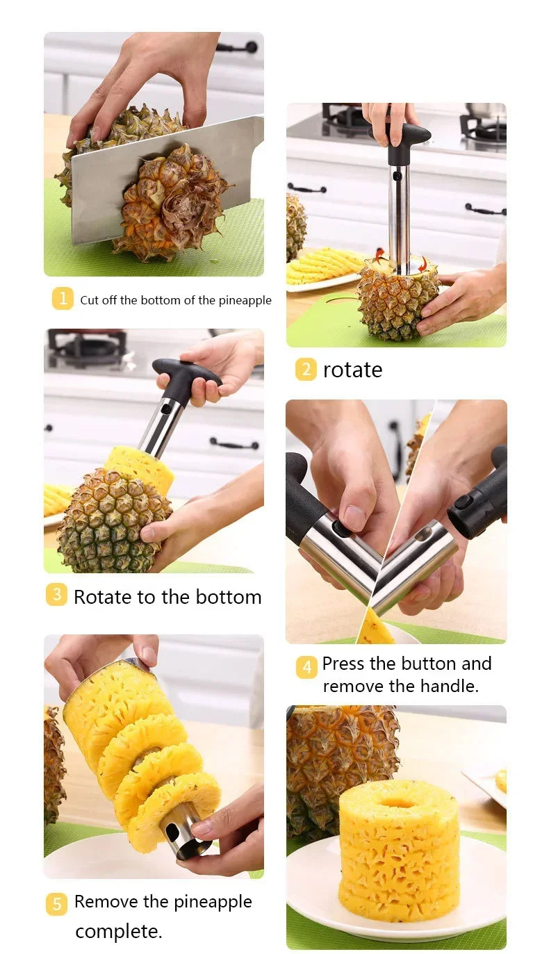 Pineapple Knife Cutter Stainless Steel Fruit Peeler Covered with Slicing Knives with Sharp Blades for Home and Kitchen Use