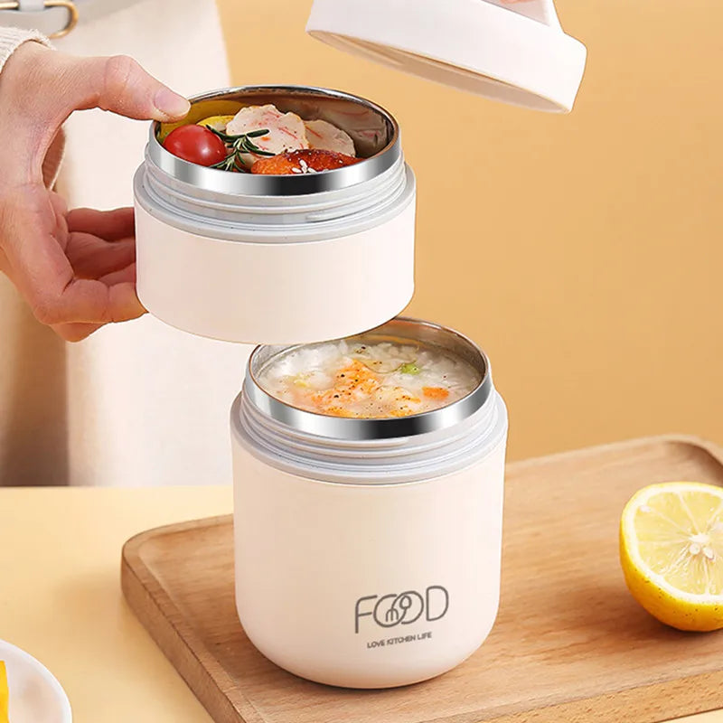 Stainless Steel Vacuum Thermal Lunch Box Portable Food Warmer Soup Cup Thermos Containers Simple Durable Bento Box For Children