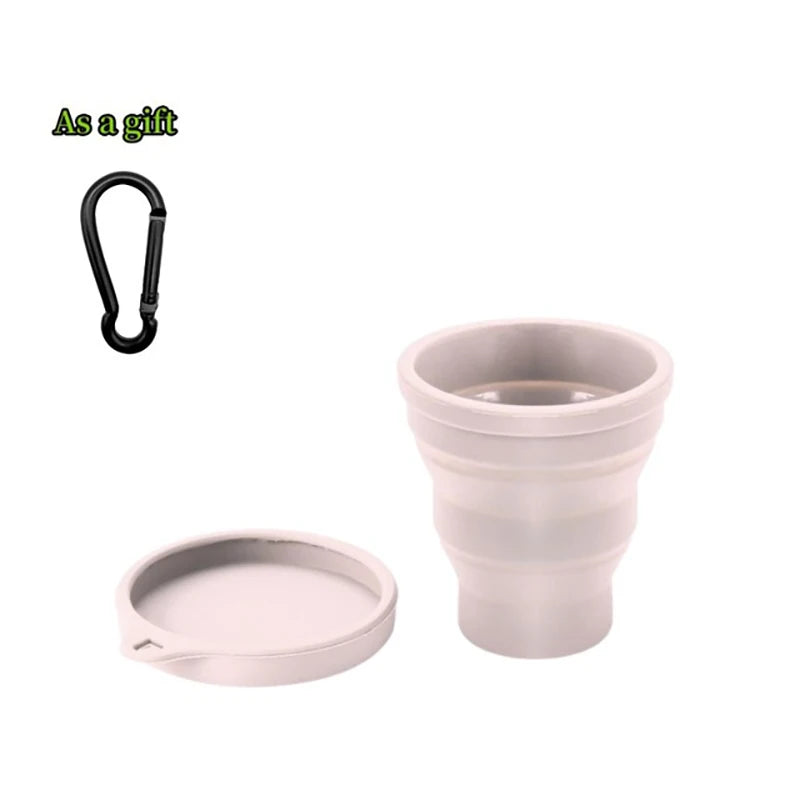 180ML Folding Cup Mini Retractable Cup Silicone Portable Teacup Outdoor Travel Coffee Telescopic Drinking Mug with Lid