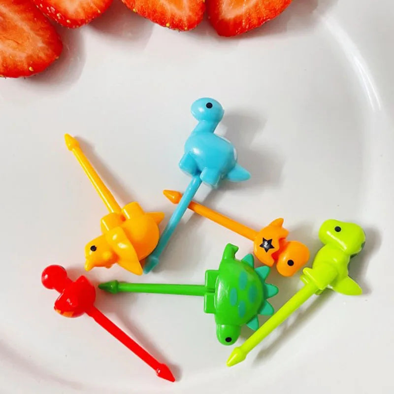 Animal Fruit Fork Food Grade Plastic Mini Cartoon Kids Cake Fruit Toothpick Bento Lunch Bento Accessories Party Decoration