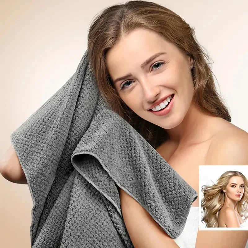 Microfiber Hair Towel Extra Large Wrap Quick Dry Hair Towel Wrap With Elastic Band , Ultra Absorbent Soft Hair Towel Wrap Turban