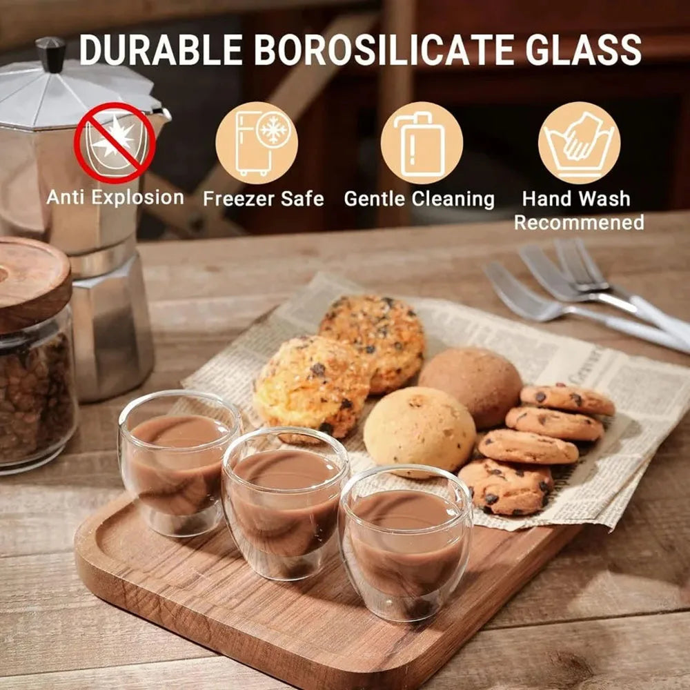 6PCS Double Wall Glass Water Cup Heat Resistant Coffee Set Beer Mug Tea Keep Hot And Cold Drinkware Insulated Glasses Cups