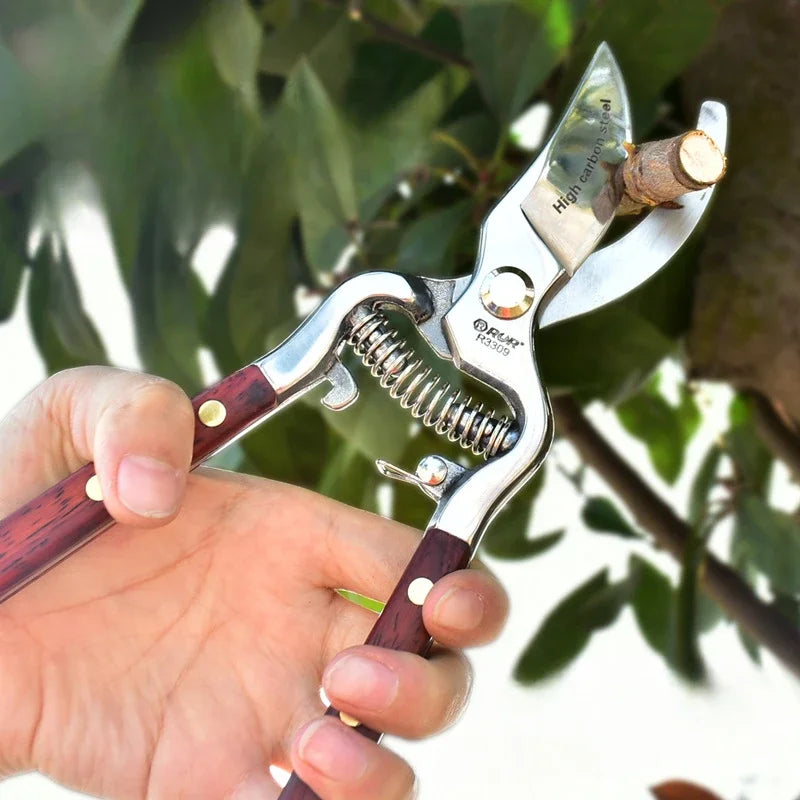 8 Inch Wood handle pruner Pruning Shears garden tree branch cutting scissors Fruit Pruning Shears