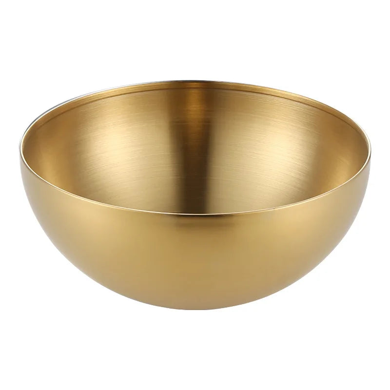 Stainless Steel Gold And Silver Salad Bowl Rice Noodles Lamian Noodles Bowl Kitchen Tableware Food Container