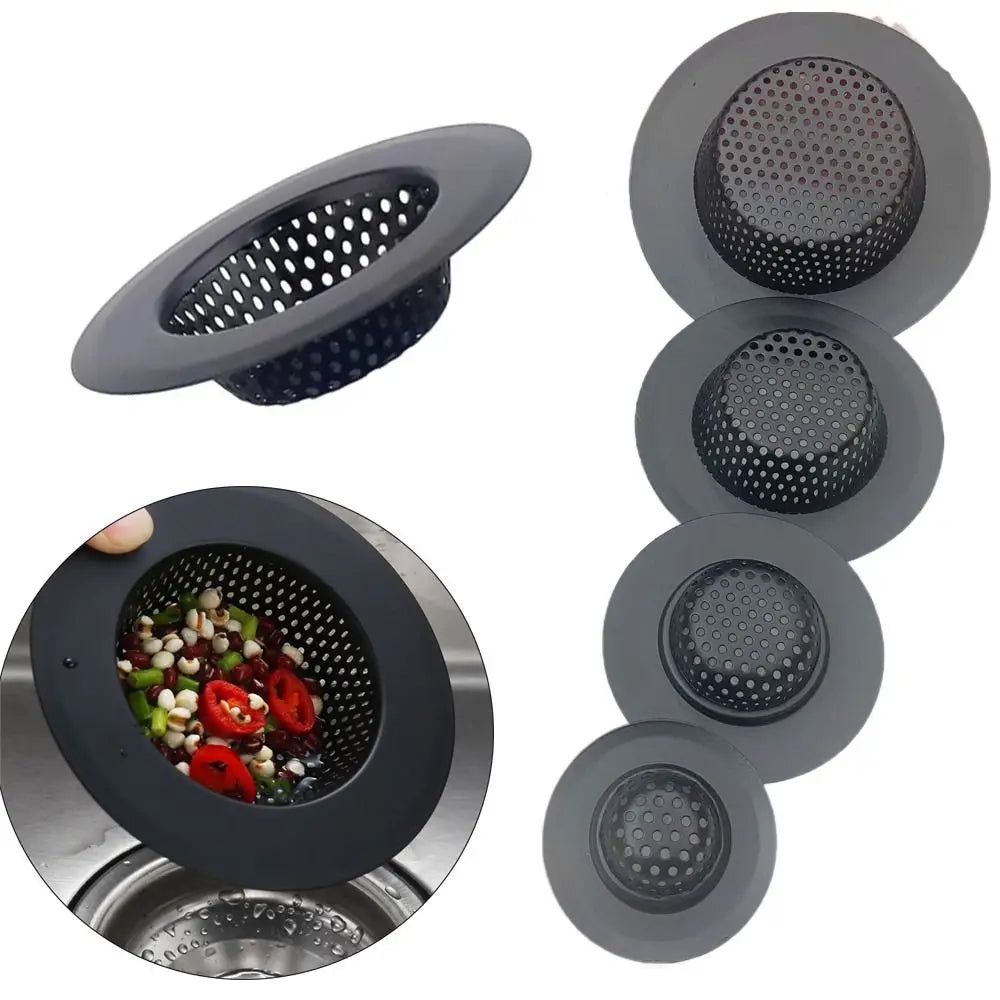 Stainless Steel Sink Strainer Black Anti Clog Mesh Trap Hair Clean Up With Handle Drain Filter Kitchen Bathroom Accessories